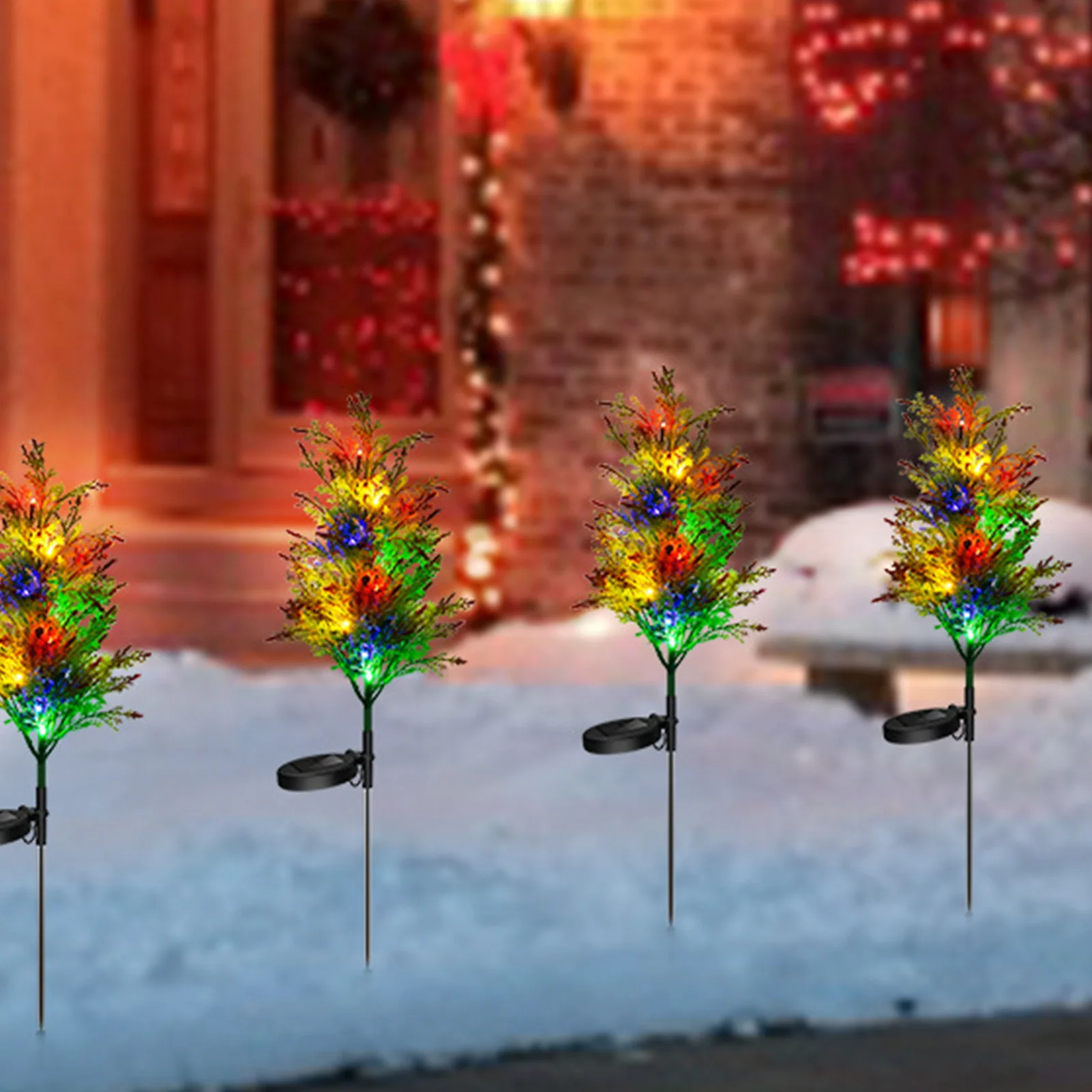 

2pc Solar Christmas Decoration Light Colorful Led Christmas Tree Garden Lights Ground Plug Light Lawn Atmosphere Landscape Light