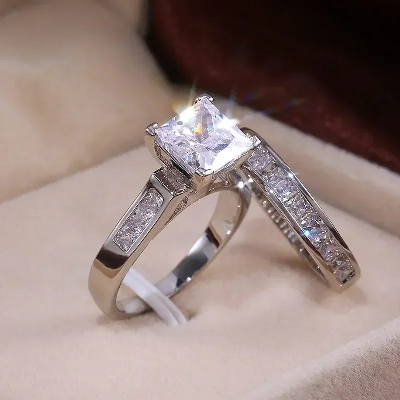 CAOSHI ослепительное кольцо с инкрустацией камнем CZ для женщин свадебное из 2