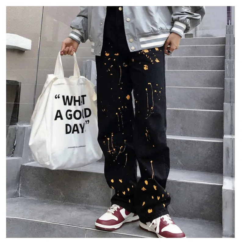 Graffiti Pants Men's Jeans Kpop Clothes Print Baggy Y2k Women's Harajuku Youth Trousers Printed Man Trendyol Hip Hop Tendance