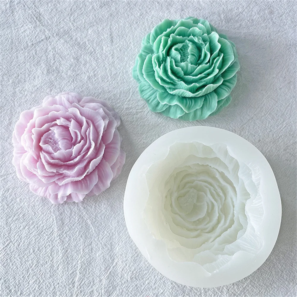

3D Peony Flower Silicone Candle Mold DIY Handmade Soap Scented Candles Gypsum Clay Crafts Plaster Mold Home Party Wedding Decor