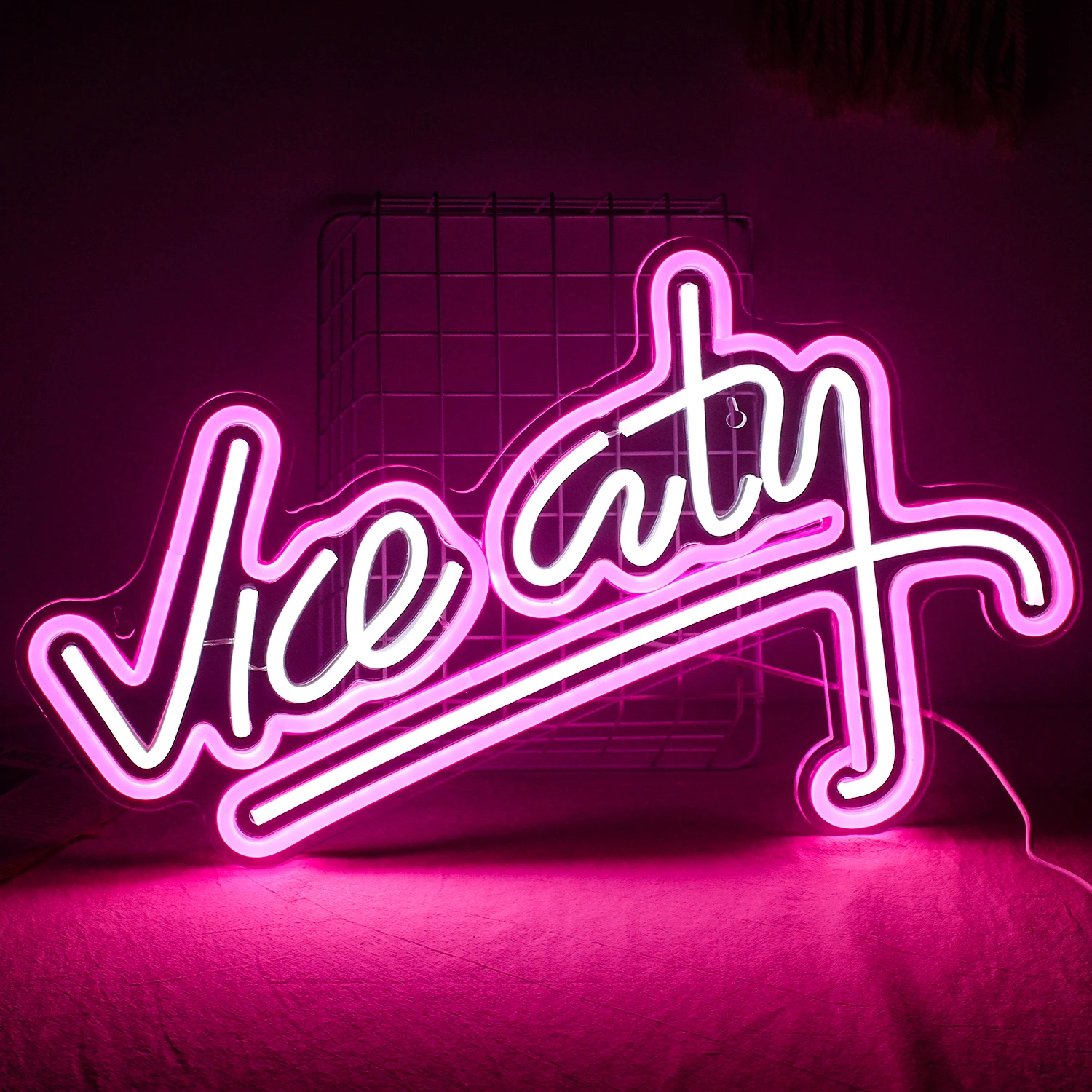 Vice City Pink Neon Sign Led Light Bedroom Letters Game Room Bar Party Indoor Home Arcade Shop Art Anniversary Wall Decoration