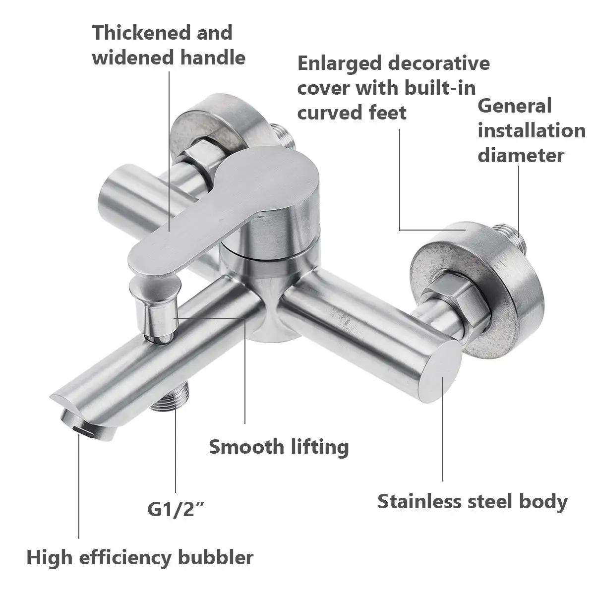 Смеситель для воды с настенным креплением тройной клапан из нержавеющей стали 304