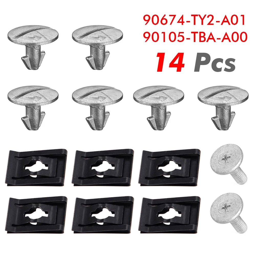 90674-TY2-A01 14 шт. для Honda Accord 2018-2019, Нижняя крышка автомобильного двигателя, винтовой болт, штифт, фотоаксессуары 90105-TBA-A00