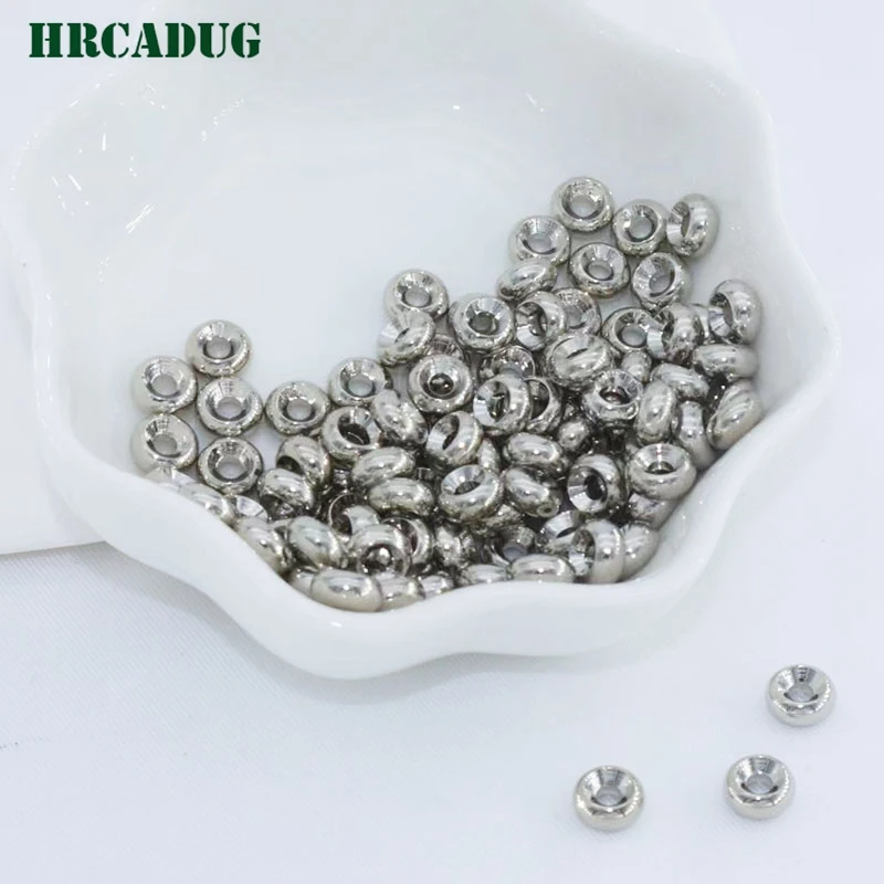 New In Wheel Bead 18K Gold Plated Round Flat Spacer Loose Beads For Bracelet Jewelry Making Materials Findings Diy Accessories