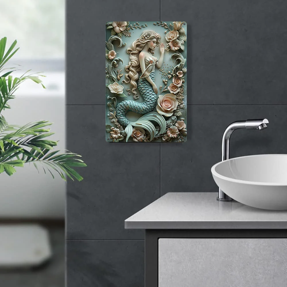 1 шт. 3D настенная художественная металлическая вывеска Русалка высокий рельефный