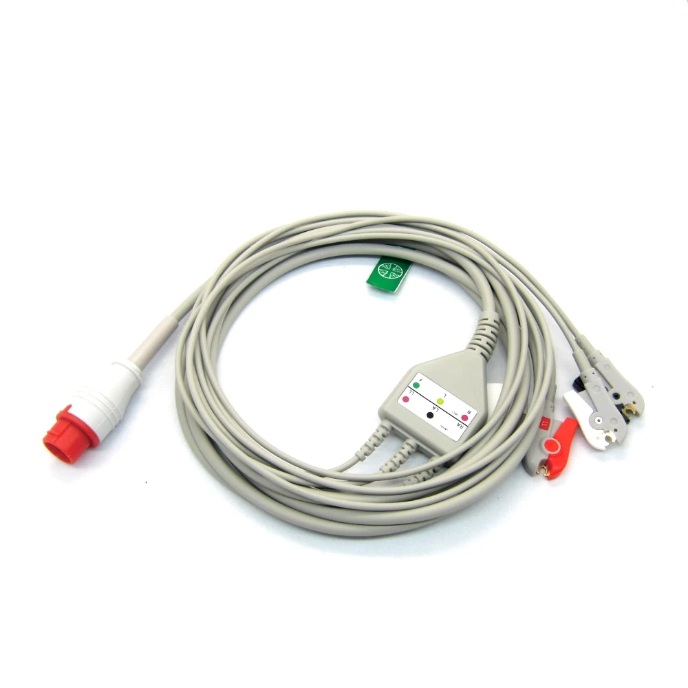 ЭКГ-кабель совместимый с Bionet BM3 AHA/IEC 3 свинцовый 5-проводной защелкивающийся зажим
