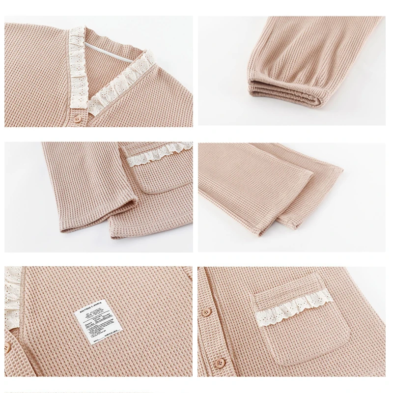 Spring Autumn And Winter 100% Cotton Comfortable Women's Pajamas Long-sleeved Trousers New Suit Can Be Worn Externally