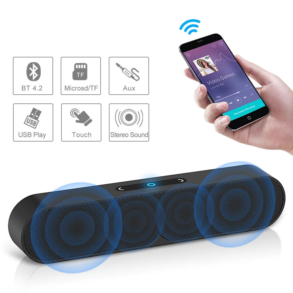 

ASTATINE F1 Plus Bluetooth-колонка, Беспроводная колонка, портативная 3D стереоколонка, интерфейс 3,5 мм, TF-карта, голосовые вызовы для телефонов