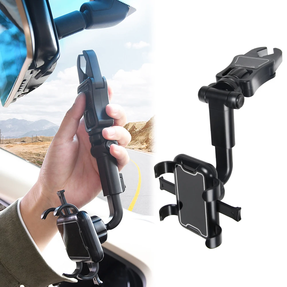 

Вращающийся на 360 ° Регулируемый автомобильный держатель для телефона с подставкой для зеркала заднего вида держатель для телефона автомоб...