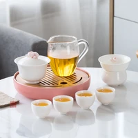 afternoon tea set camping travel classic chinese tea set ceramic with cup tray gift white flake porcelain tea set