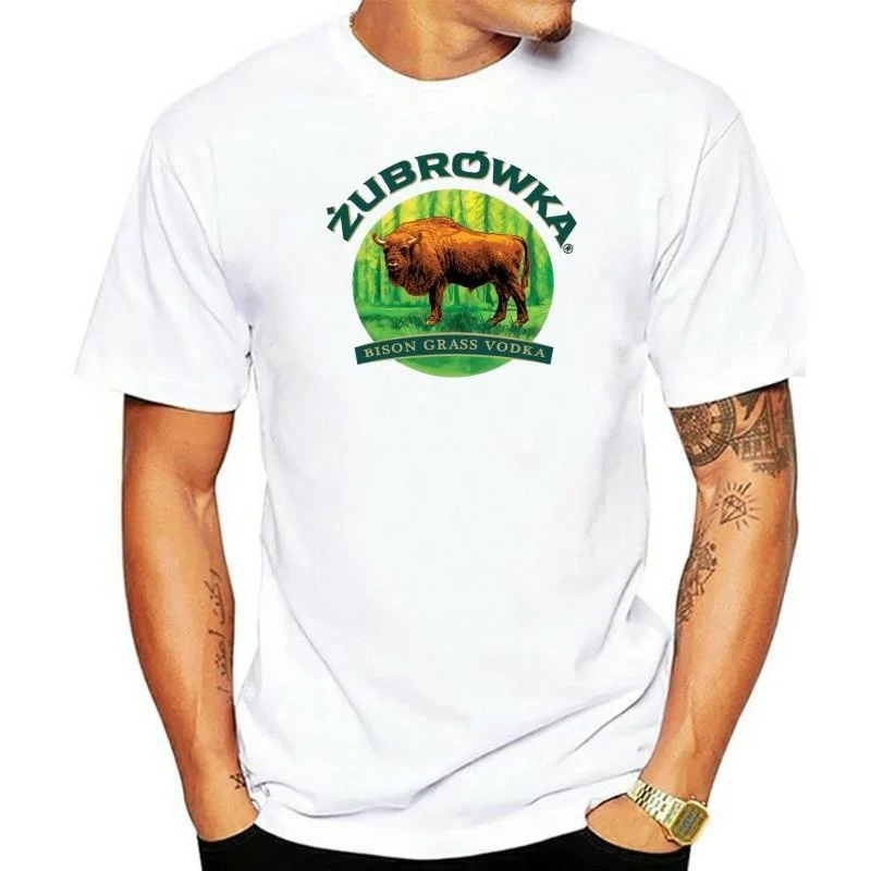 

Camiseta para hombre Zubrowka Bison Grass vodka, camisa blanca para mujer