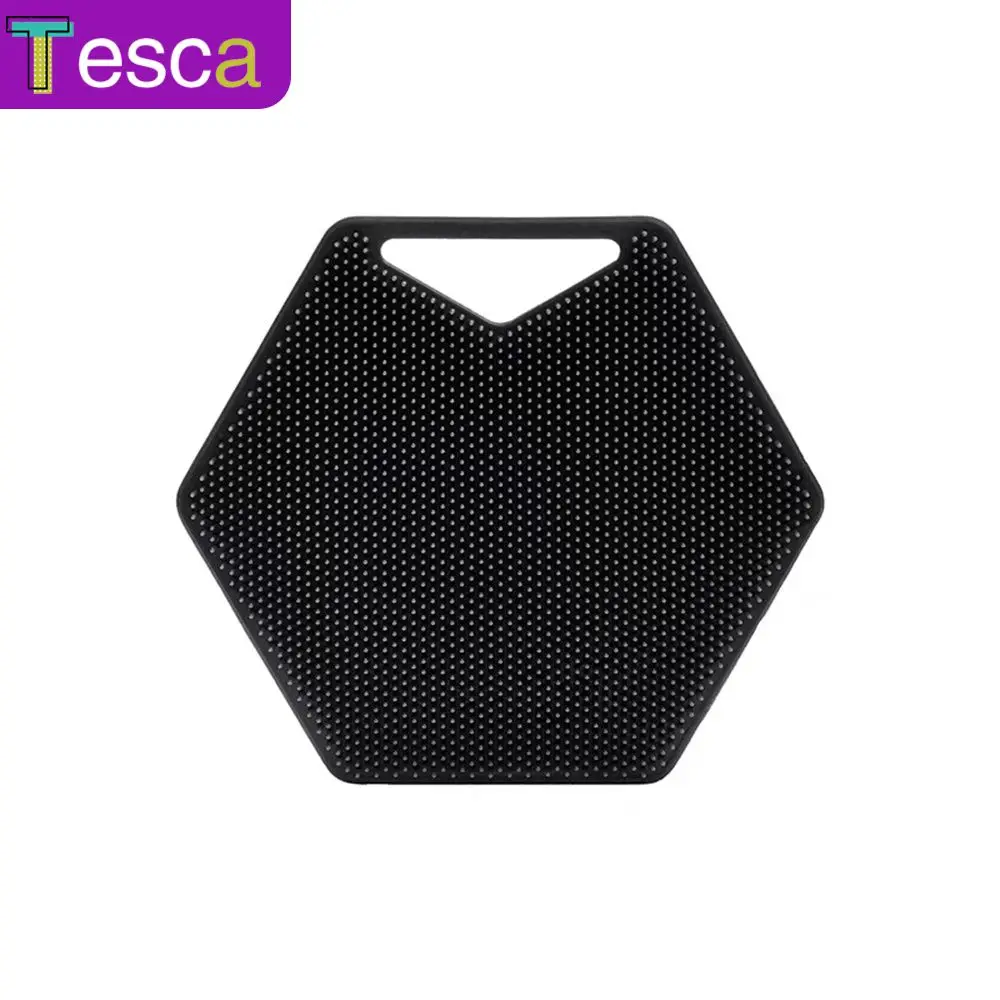 

Exfoliates Body Scrubber Women/men/kids Wall Mountable Silicone Bath Brush Polygonal Shampoo Brush Bathroom Supplies Deep Cleans