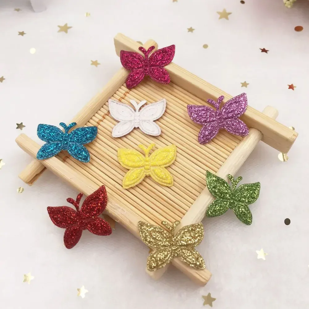 100 шт. смешанные блестящие кожаные мягкие блестки бабочки аппликации нашивки