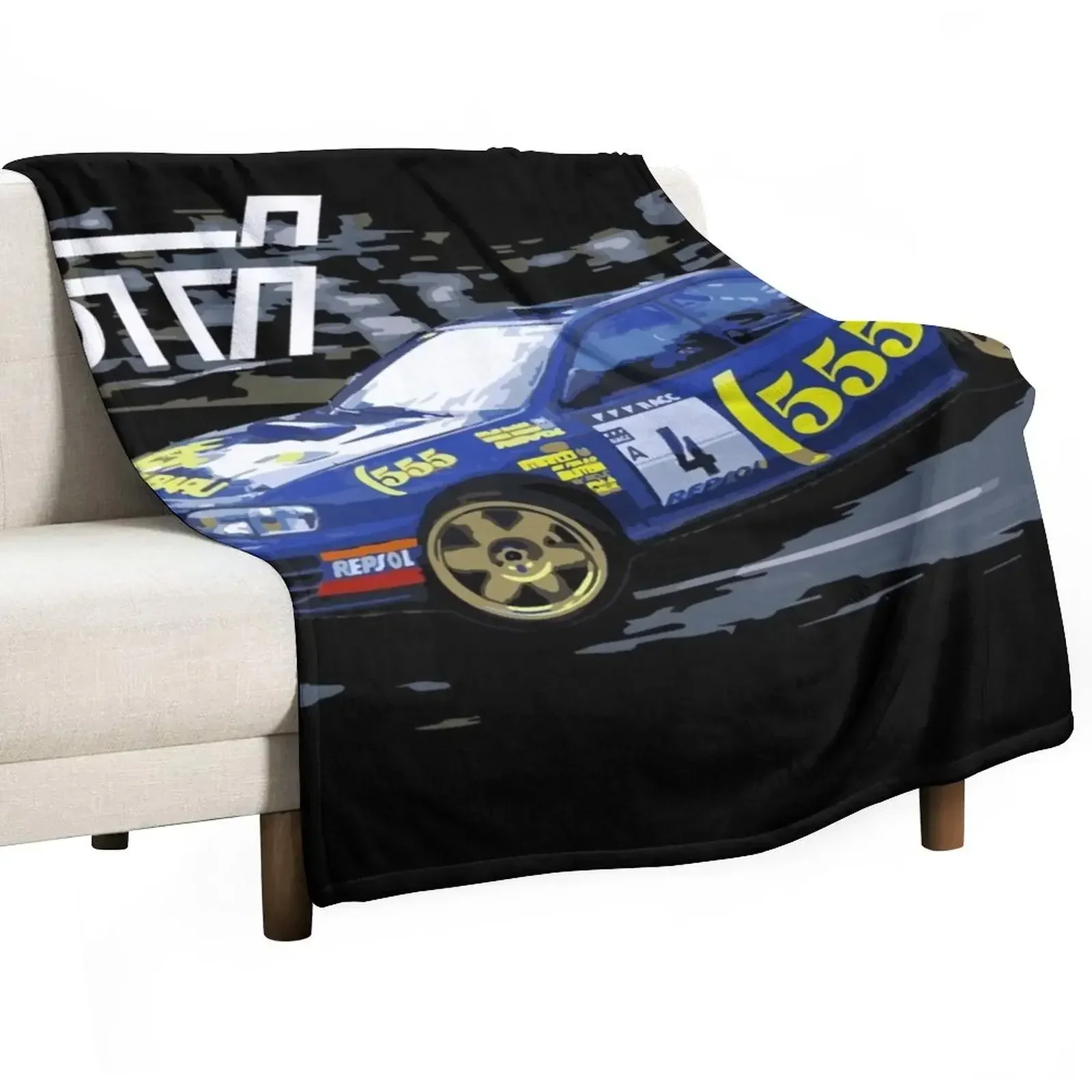World Rally Blue 555 Colin McRae GC8 Плед Мягкое плюшевое плед Диван Дизайнерские одеяла