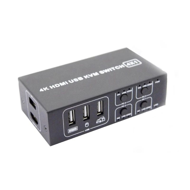 

Metal KVM Switcher Input Source Switching HDMIcompatible 4 in 1 Out Control Clear Video andAudio Transmission