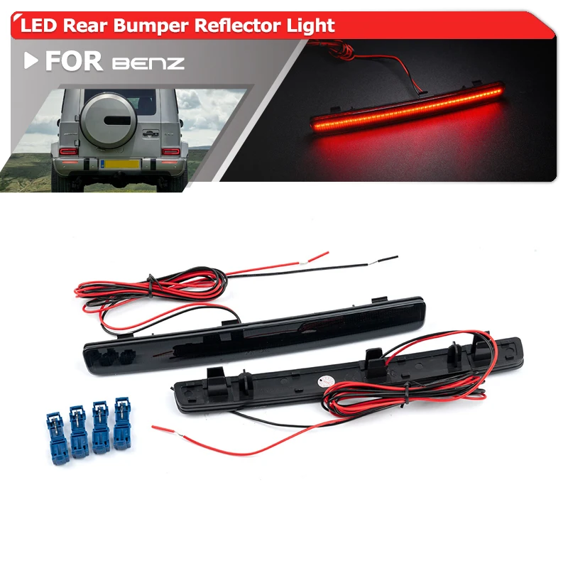 

2x Smoked Led Rear Bumper Reflector Lights For Benz W463A G-Class G500 G550 G63 AMG 2019 2020 2021 Replace OEM Assembly Kit