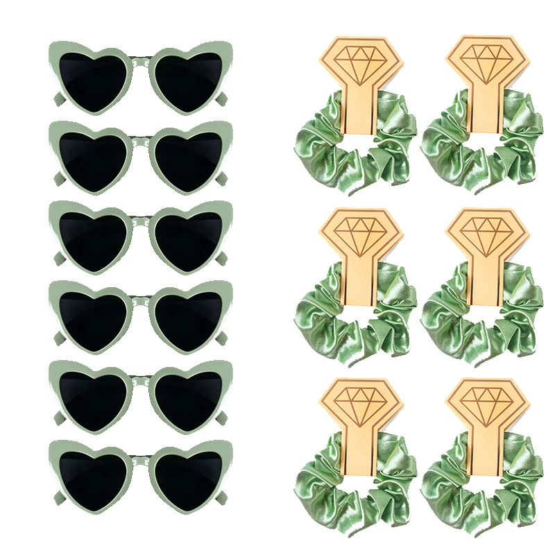Зеленые очки в форме сердца 6/12 шт.