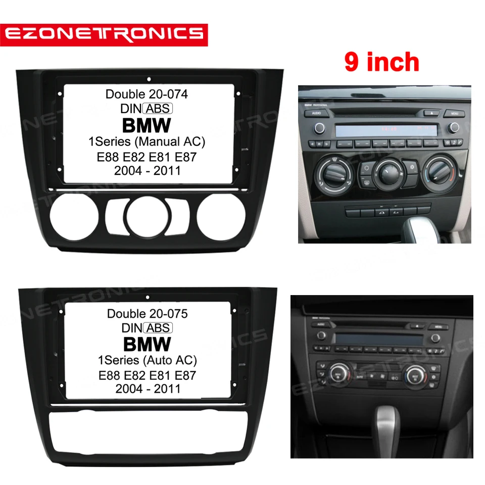 

2Din Car DVD Frame Audio Fitting Adaptor Dash Trim Kits Facia Panel 9" For BMW 1 Series E88 E82 E81 E87 2004-2011 Radio Player