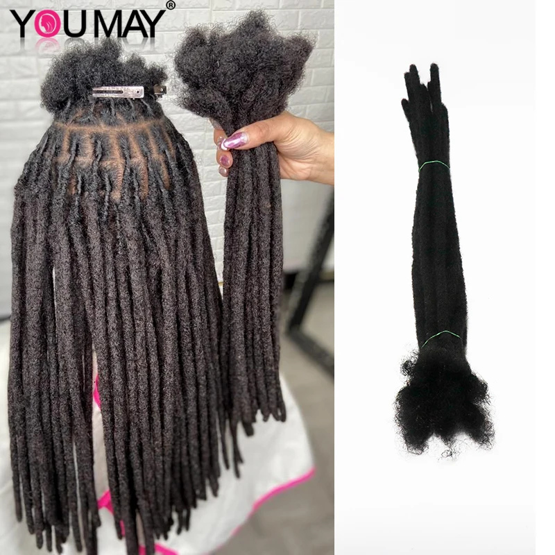 Extenciones de rastas de cabello humano para mujeres negras, pelo Afro rizado a granel, Dread Loc, Color Deadlocks, trenzas de cabello, Youmay virgen