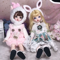 30cm wig jointed doll cute bjd mini doll hand make up face dolls with big eyes bjd toys gifts for girl handmand make up toy