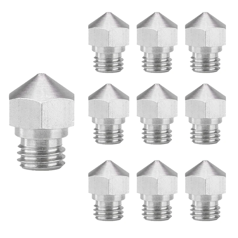 

Mk10 Coated Wear Nozzle For Ptfe Lined Hotend M7 Thread 1.75Mm (For Flash Forge/Dremel/Wanhao) Bright Nickel 10Pcs