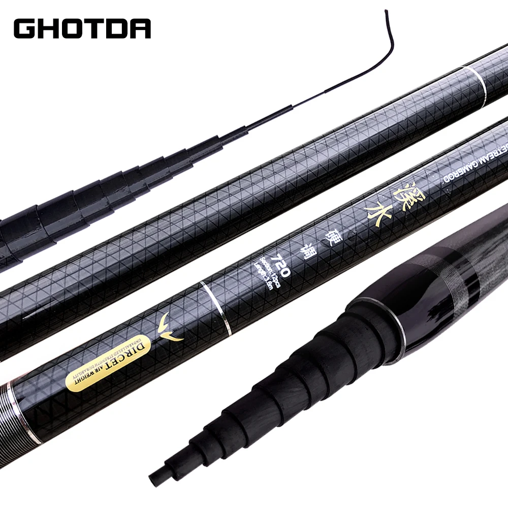 

Телескопическая удочка из углеродного волокна GHOTDA, ультратонкая ручная удочка, Телескопическая Удочка 3,6-7,2 м