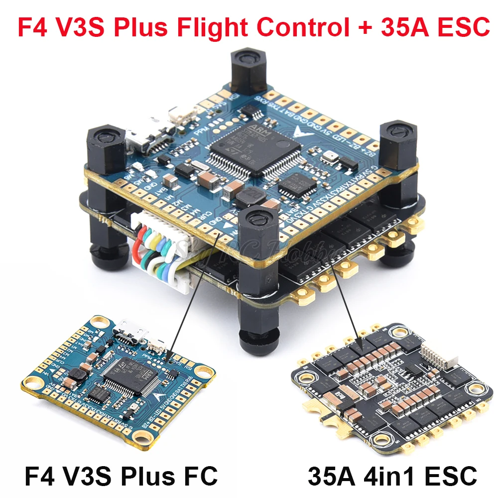 Controlador de vuelo F4 PRO V2 FC / F4 V3S Plus + 30A 4 en 1 ESC / 45A / 35A BLheli_S 4 en 1 ESC / XF5804 PRO para RC FPV Racer Drone