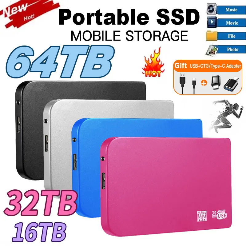 

High-speed 256TB External SSD Hard Drives USB3.0 HDD Mobile Hard Disks Storage Devices Original for Desktop Laptop/Android/mac