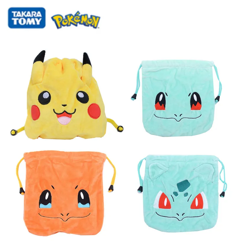 

Drawstring Pocket Storage Kawaii Pokemon Plush Pack Toys for Children Anime Figure Pikachu Charmander Christmas Kids Gift Bags