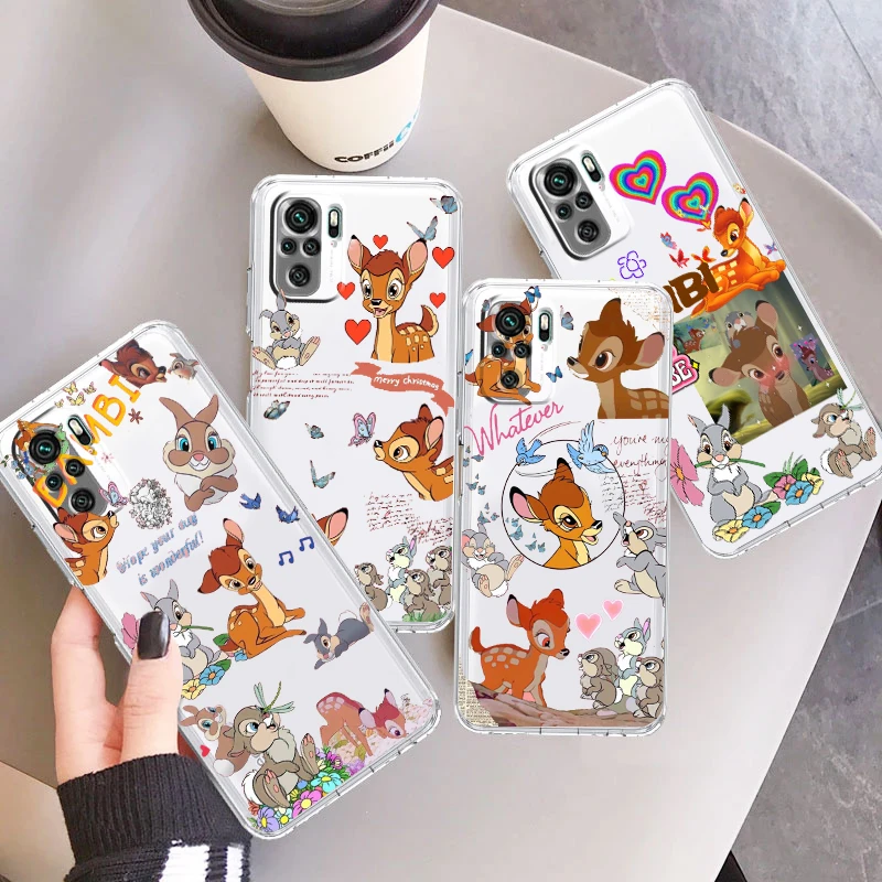 

Disney Fawn Bambi Cute Transparent Cover Phone Case For Xiaomi Redmi Note 11E 11S 11 11T 10 10S 9 9T 9S 8 8T Pro Plus 5G 7