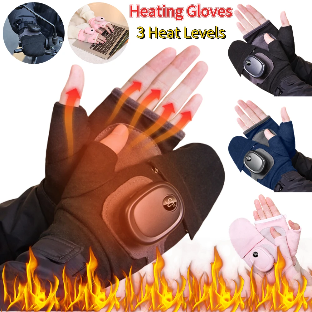 

Men Women Winter Cycling Gloves Type-C Rechargeable Hand Warmer Mittens Outdoor Sports Ski Gloves Thermal Electric Heated Gloves