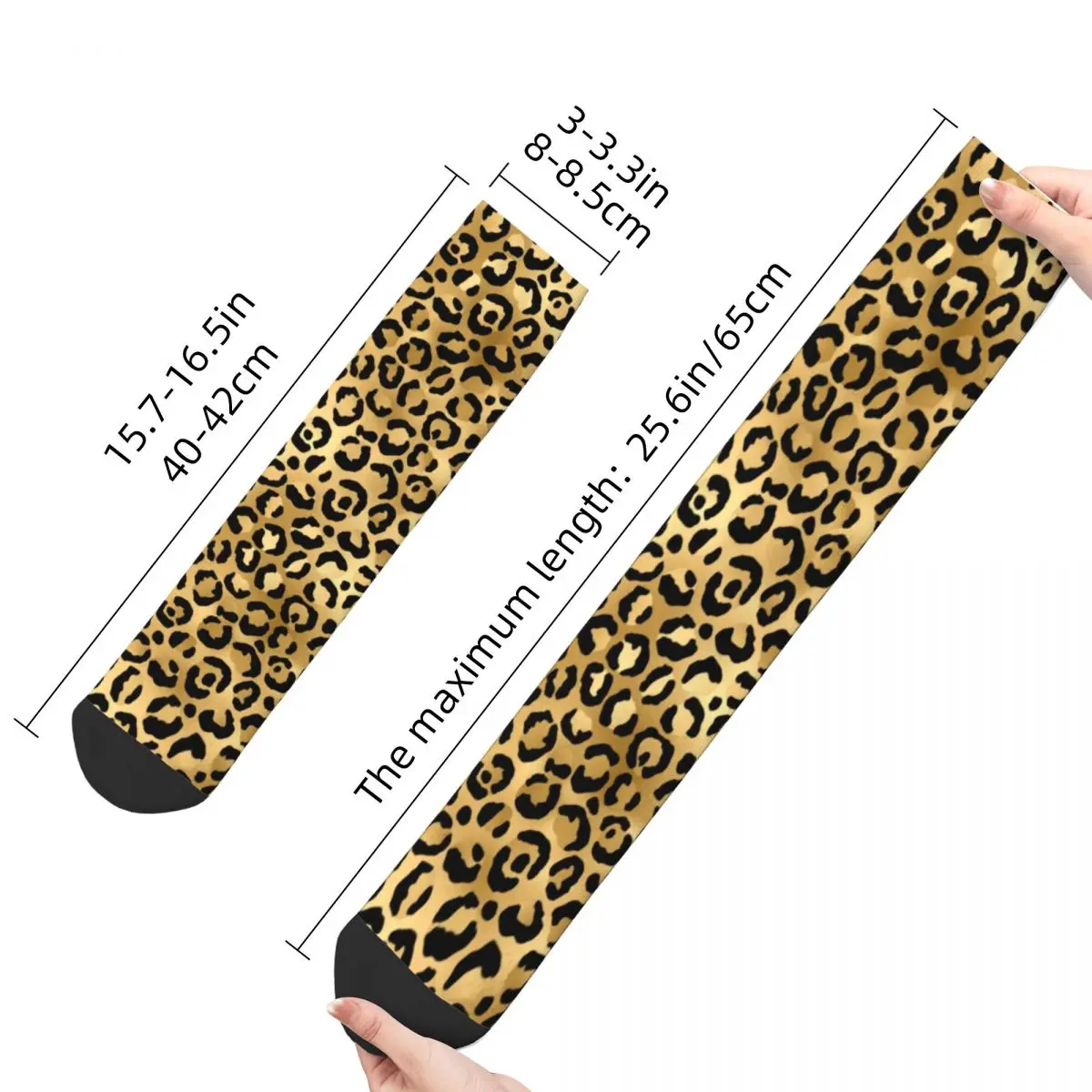 Черные золотые носки с леопардовым принтом, прочные декоративные носки средней длины в виде гепарда, Большие Школьные носки из химического волокна для подростков