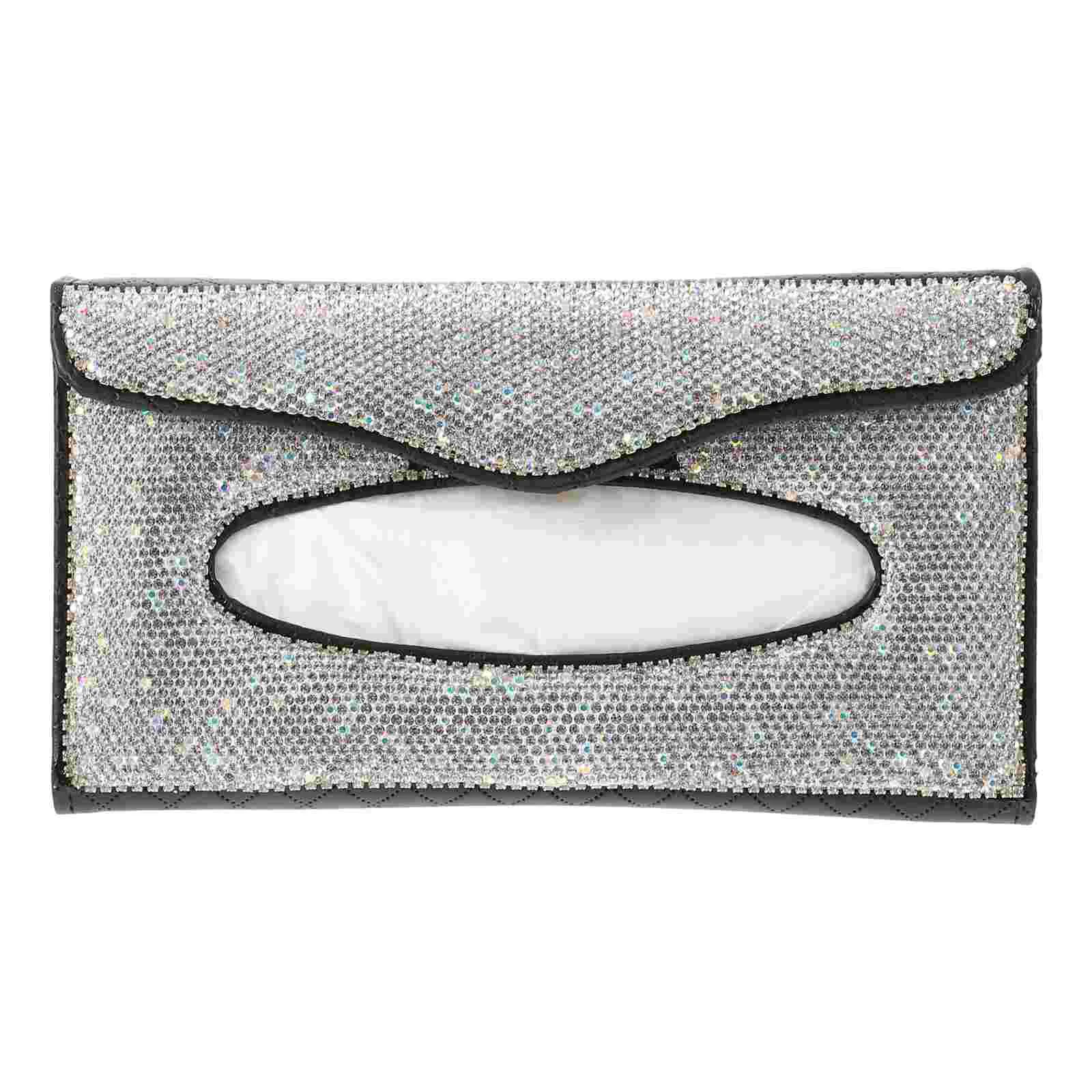 

Holder Tissue Car Napkin Visor Bling Sun Hanging Pu Clip Towel Paper Container Masks Auto Crystal Backseat Crystals Case Box