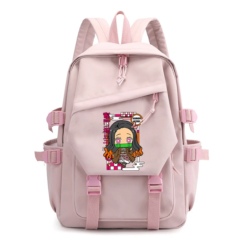 

Teen Canvas Bookbag Travel Demon Slayer College Student School Bag Kamado Nezuko Kawaii Backpack Fashion Zip Women Shoulders Bag