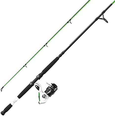 

Bite Alert Spinning Reel and Fishing Rod 2-Piece Combo, Extended EVA Handle, Anti-Reverse Clutch, Size 60 Reel,