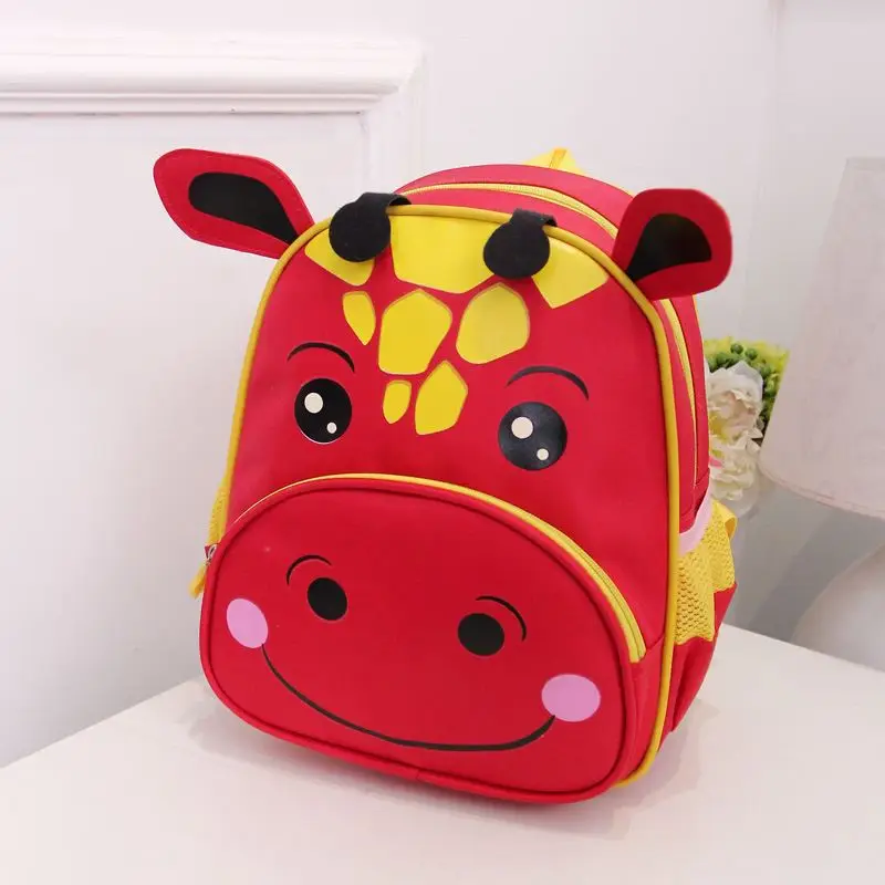 Kindergarten Backpack For Boys Girls Cow Cartoon Prints  Red Green Blue Color Exterior Solid Bag Back to School Bags For Kids