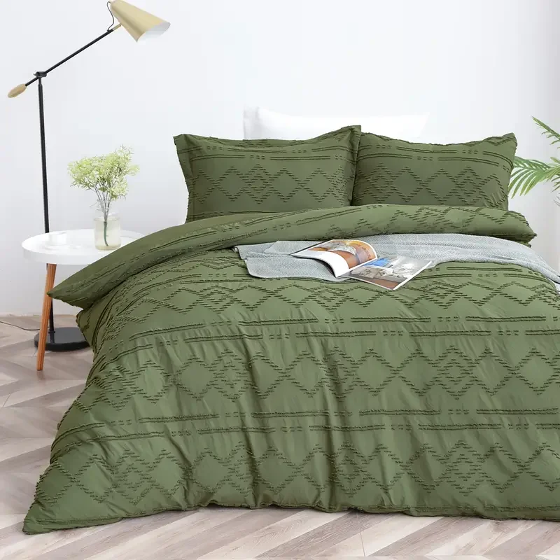 

3 шт., комплект пододеяльников HMTX из полиэстера (1 пододеяльник + 2 наволочки), Зеленое одеяло, мягкое постельное белье