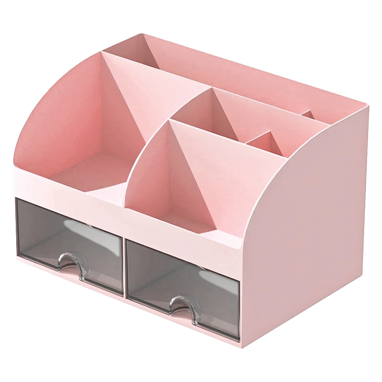 

Gift 2 Drawers Pen Holder Desk Organizer Smooth Home Office Multifunctional Decorative Storage 6 Compartments Stationery Plastic