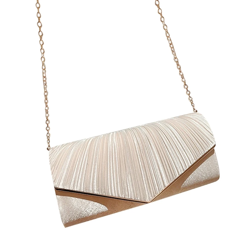 

28GD Women Evening Clutch Bag Wedding Party Pleated Handbag Ladies Chain Shoulder Bag