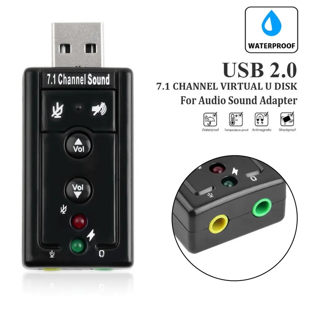 

New 7.1 External USB Sound Card USB to Jack 3.5mm Headphone Audio Adapter Micphone Sound Card For Mac Win Compter Android Linux