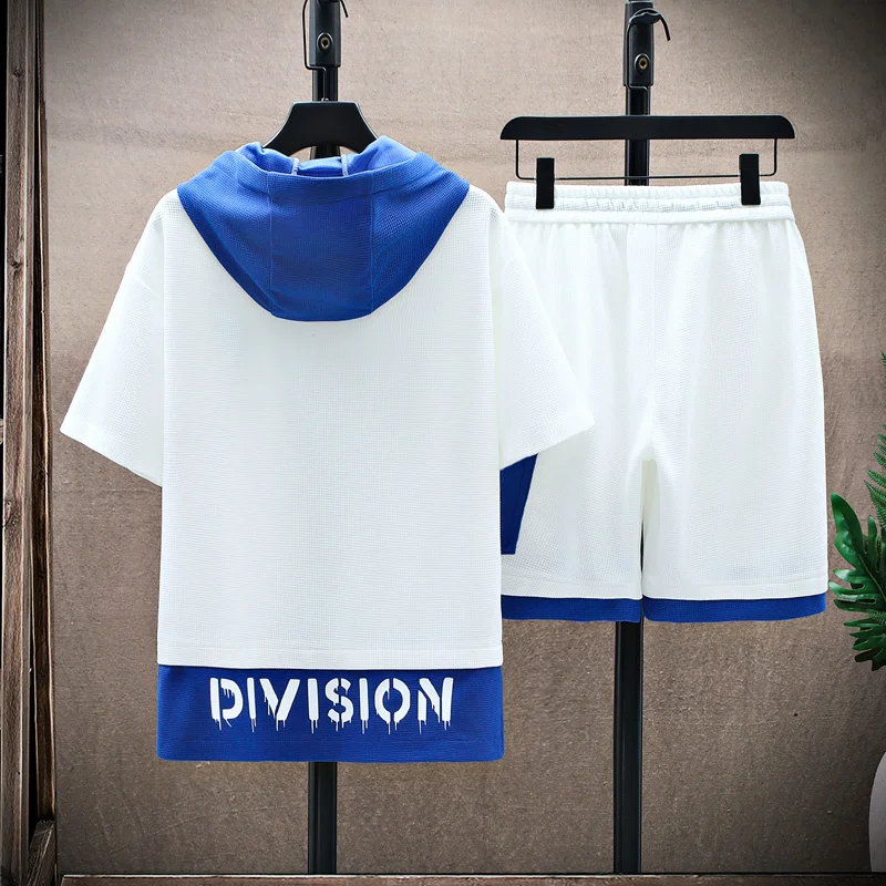 

Летние мужские комплекты, Модный корейский спортивный костюм, женский + шорты, брючный костюм, молодежная Повседневная Верхняя одежда, топ, ...