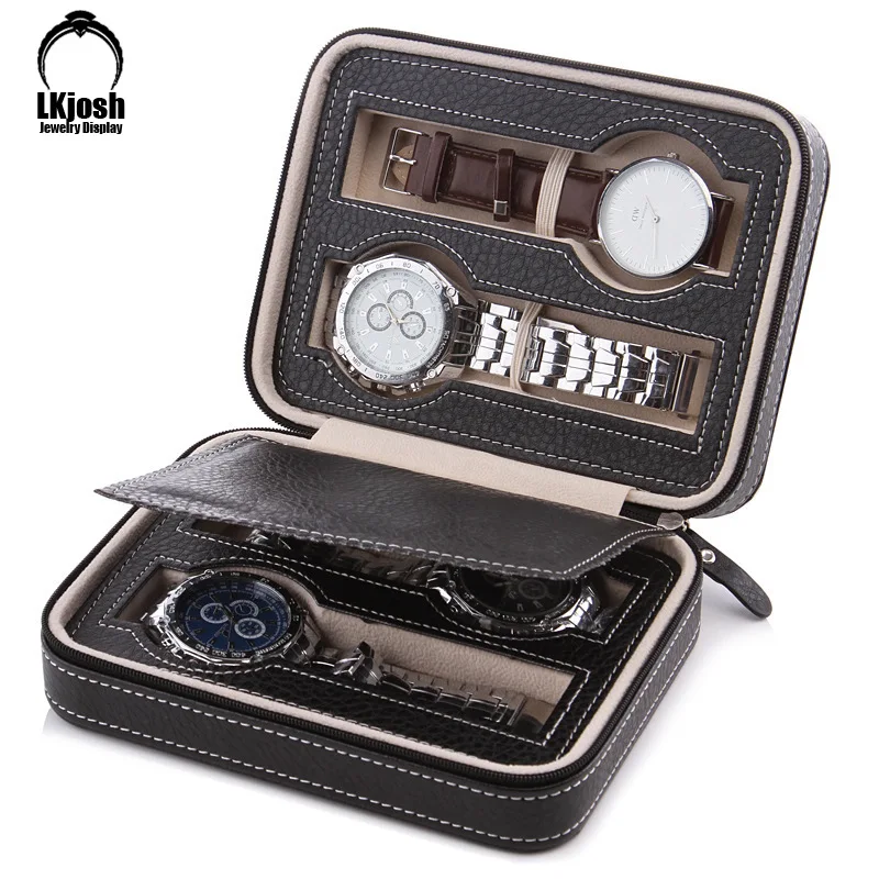 2/4/8-Удобная дорожная кожаная сумка для часов коробка сокровищ женская бархатная