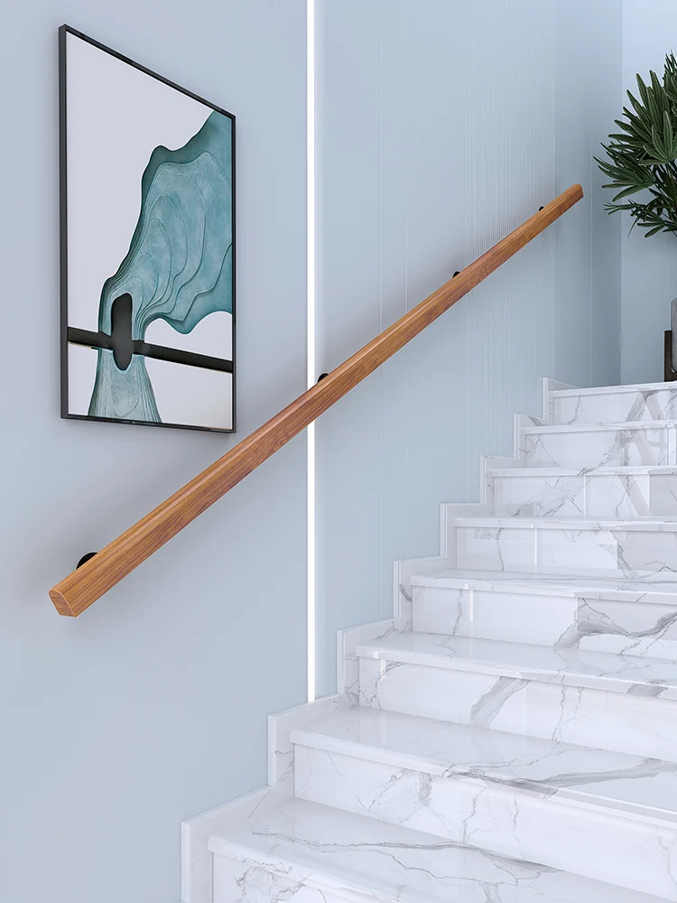 

Customized Stair Handrail Wall Solid Wood Indoor Villa Attic Corridor Wooden Railing Kindergarten Children Wooden HandrailSimple