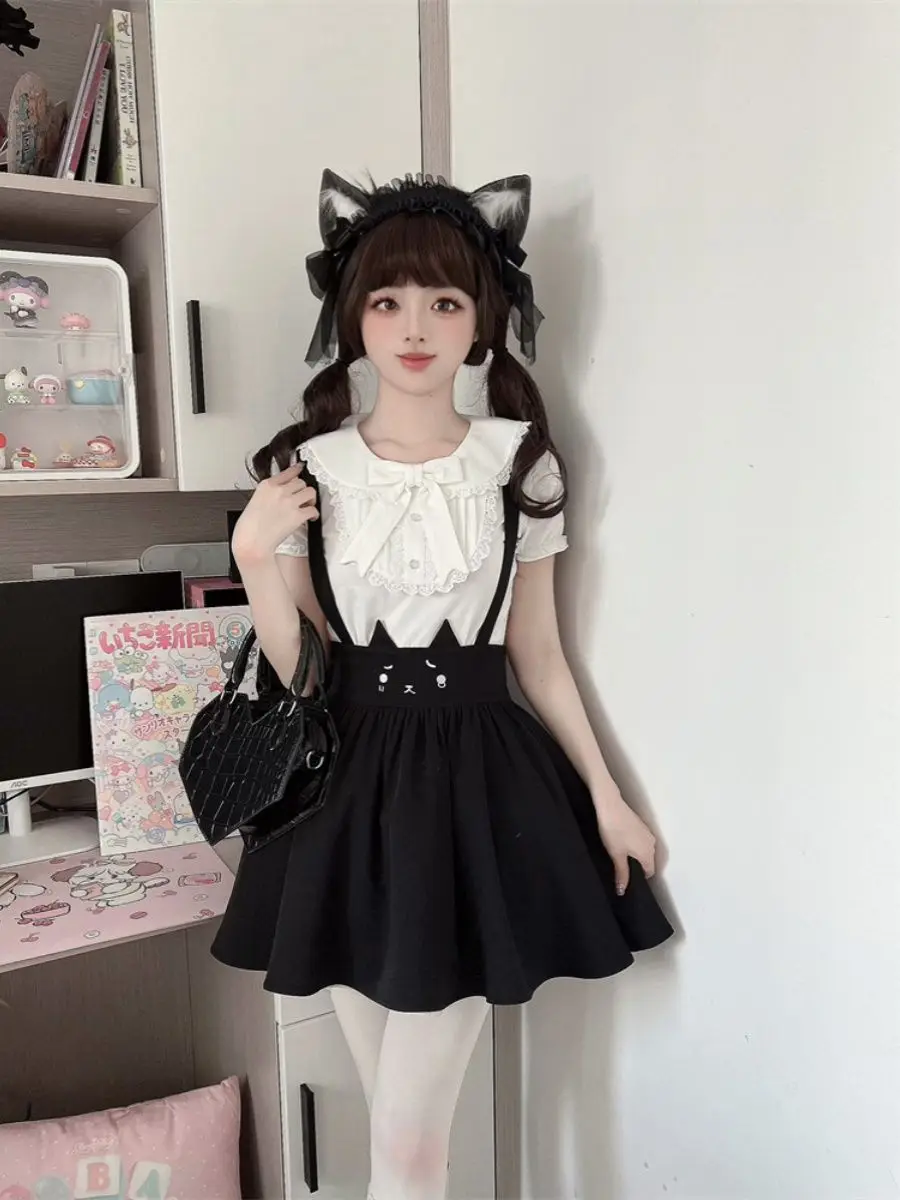 Женский винтажный комплект из двух предметов белая блузка с коротким рукавом и