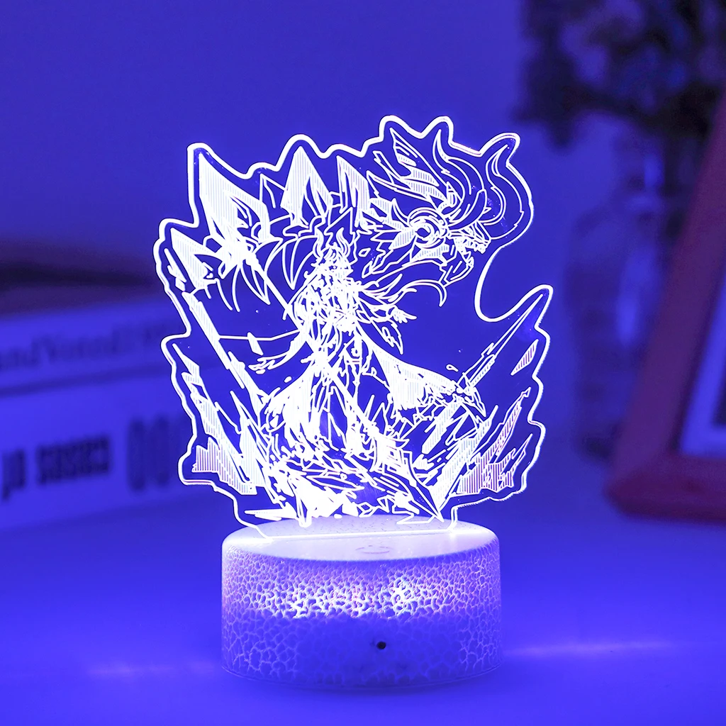 

Game Genshin Impact 3D Bedside Lamp For Kids' Bedroom Decor Anime Character Zhongli LED Atmosphere Night Light Boyfriend Gift