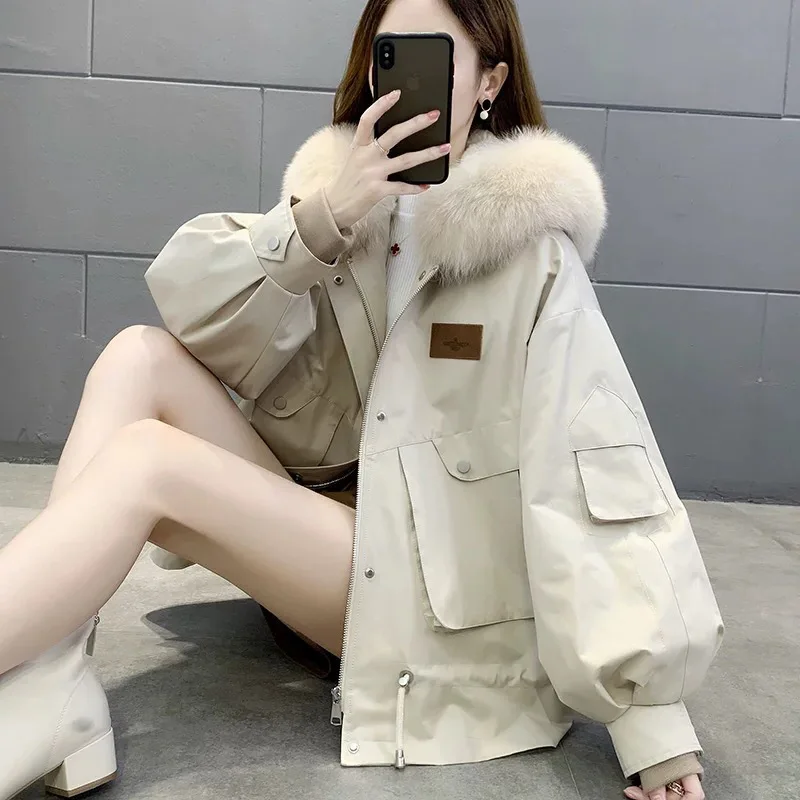 

Fox Fur and Grass Pie Overcome 2022 New Women's Young Short Genuine Fur Liner Removable Winter Rabbit Fur Coat