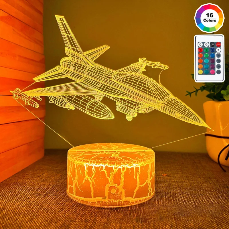 

Fighter LED Light Bedroom Night Lamp Room Game Decoration Home Send Gifts Remote Control 16 Colors Neon Lights Uses USB or 3 AAA