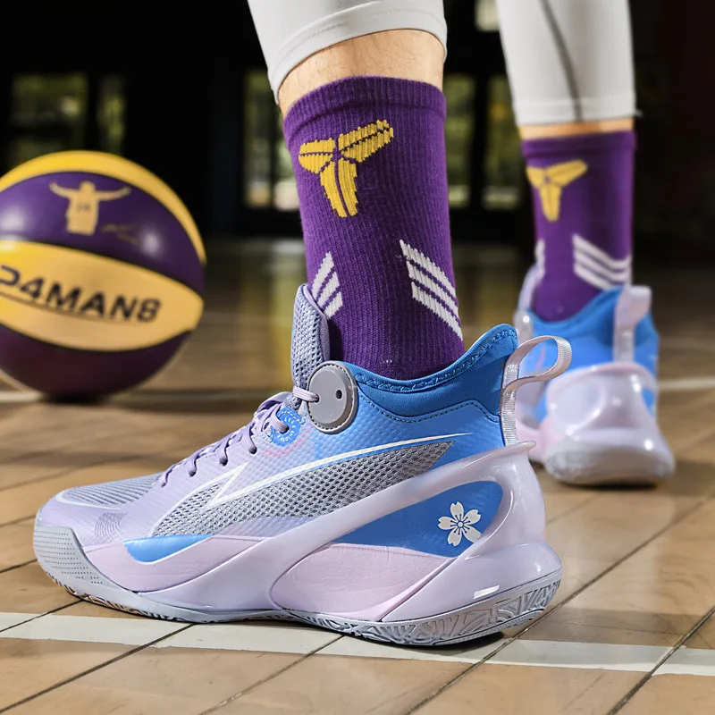 2022 New Trend Purple High Quality Men's Basketball Shoes Platform Cushion Womens Trainers Unisex Luxury High-top Mens Sneakers