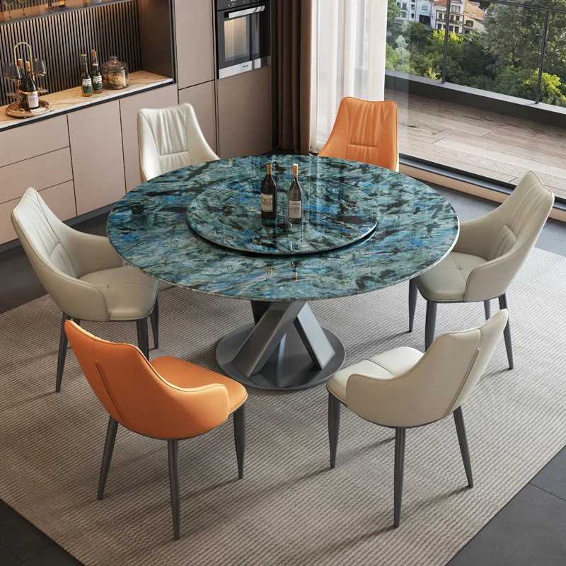 

Современный дизайн, обеденный стол, скандинавский шифер, простой Роскошный кухонный стол, золотой круглый обеденный стол, мебель HD50CZ