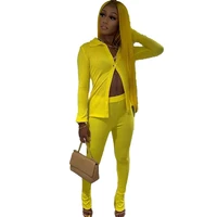 solid color long sleeved shirt suit casual african womens slim trousers two piece suit yellow lapel button blouse spring 2022